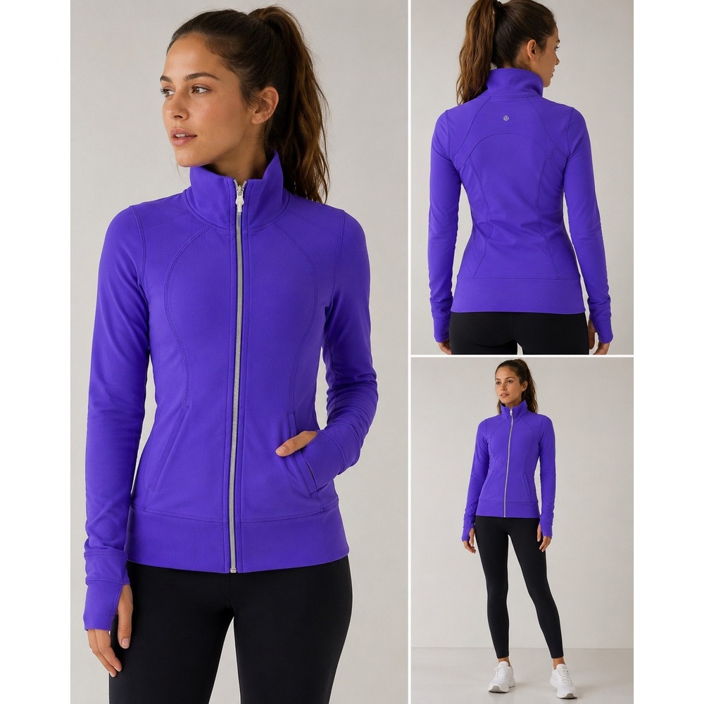 VTG Lululemon Define Jacket Purple Luon Full Zip‎ Yoga Layer Size 6 Thumbholes